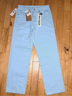Watson Denim Light Blue Wash pearl embellished straight leg Jeans Men’s 30